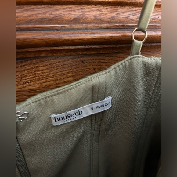 House of CB Myrna Olive Corset Slip Dress Size 5 - Picture 6 of 8